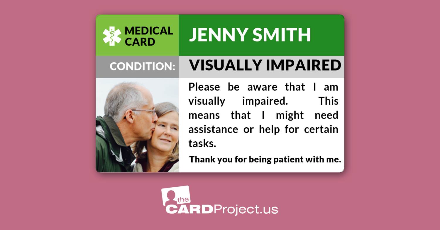 Visually Impaired Photo Medical Card (FRONT)